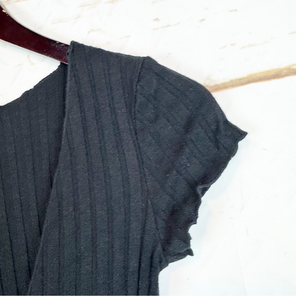 Zara | Black Ribbed V-Neck Sweater Dress, M NWT - Picture 6 of 11